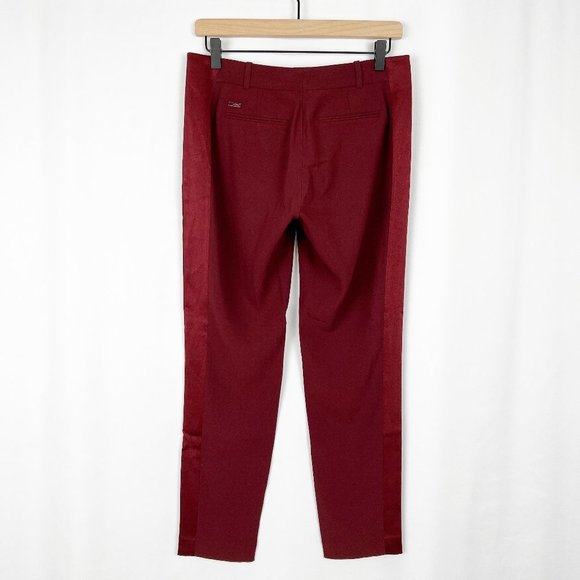 Aritzia Wilfred 100% Silk Trim Trousers Slim Straight Tuxedo Stripe Pants Preppy - Picture 5 of 5